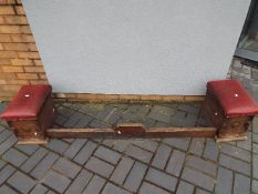 Furniture - A wood and Copper fronted fire fender with two solid wood and covered coal boxes (3)