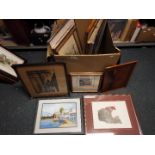 A large collection of framed pictures to include oils, prints and similar, varying image sizes.