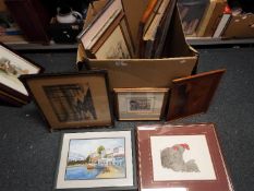 A large collection of framed pictures to include oils, prints and similar, varying image sizes.