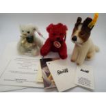 Steiff - a mohair Steiff Jack Russell dog entitled Hexie with stitched nose, tag,