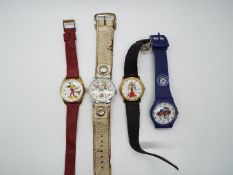 Four novelty wrist watches to include a Bradley 'Minnie Mouse', a 'Mickey Mouse' example,