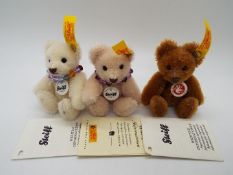 Steiff - a brown mohair Steiff bear with jointed limbs, stitched nose, tag,