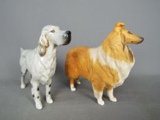 Two Beswick dogs comprising a Collie and an English Setter,