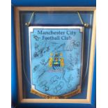 Signed Manchester City Football Pennant.