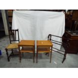 Lot to include a pair of lamp tables approximately 61 cm x 45 cm x 35 cm, hall chair and similar.