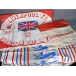 Football Flags. Original 1980s football flags used by a Liverpool supporter at various matches.