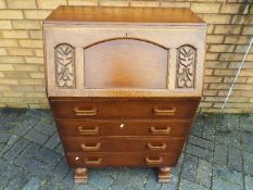 Furniture - A solid wood writing bureau with folding table,
