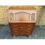 Furniture - A solid wood writing bureau with folding table,