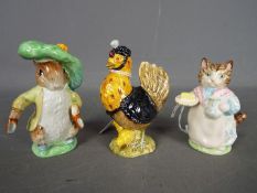 Three Beatrix Potter figurines comprising a Beswick Sally Henny Penny,