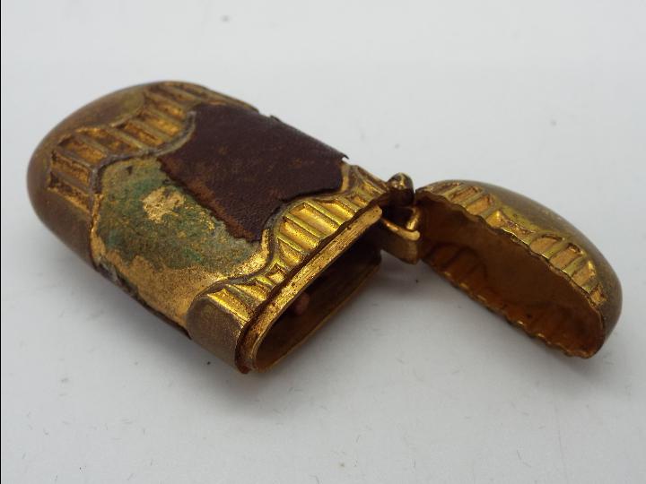 A Victorian brass and leather Vesta case - Image 2 of 3