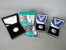 Three silver proof coins comprising 2 x 60th Anniversary of the End of WWII £2 coins 2005 and a