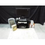 Lot to include a Toshiba 26" LCD television, Panasonic DVD player, Humax Freeview + box, TV stand,