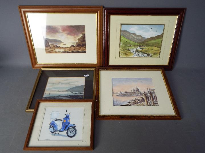 John Platts and others - three watercolours by John Platts depicting various UK scenes,