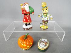 Four Halcyon Days enamels to include Father Christmas, Scarecrow,