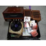 A Garrard 5200 turntable and speakers and a quantity of vinyl records (78's and 33's),