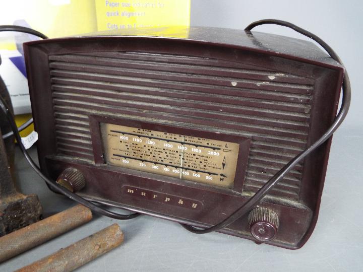 A Universal Avometer No 8 contained in leather case, vintage Murphy bakelite cased radio and other. - Image 3 of 4