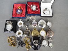 A collection of modern pocket watches, watch chains and similar.