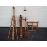 A collection of sketching easels and similar to include an Italian made metal example and other.