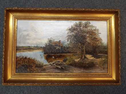 Edward Faraday (British 19th C) - an oil on canvas depicting a scene on the River Dee at - Image 2 of 2