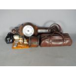 A mixed lot of collectables to include bowls, cigarette lighters, barometer,
