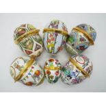 Five Halcyon Days enamel 'Egg' trinket boxes comprising Easter 1998, 1992, 1993, 1994,