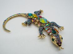 Butler & Wilson - a large Butler & Wilson multicoloured stone set brooch in the form of a lizard,