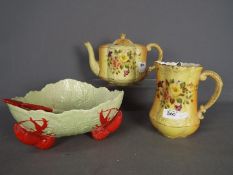 Carlton Ware - A vintage Carlton Ware 'Lobster' salad bowl and servers and two further pieces of