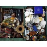 A mixed lot to include ceramics, glassware, treen and similar, two boxes.