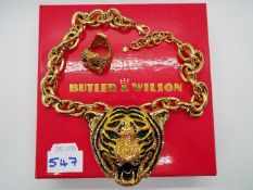 Butler & Wilson - a large Butler & Wilson necklace with stone set pendant in the form of a tiger's