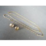 A 9ct yellow gold Italian necklace, stamped 9kt, 44 cm (l) and a pair of earrings,