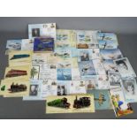 A collection of postcards, flown covers and similar.