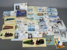 A collection of postcards, flown covers and similar.