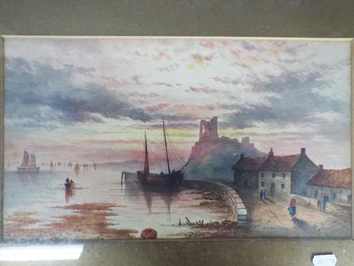 Two late 19th or early 20th century watercolours, by the same hand, depicting coastal landscapes, - Image 2 of 5