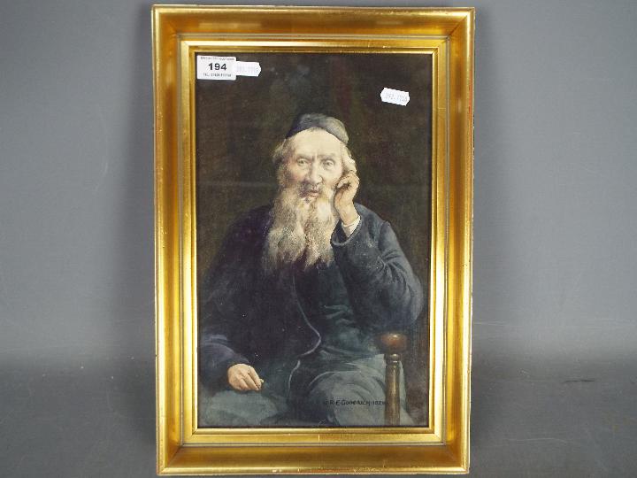 William R E Goodrich (Sheffield artist, 1887 - 1956), watercolour portrait of an elderly gentleman, - Image 3 of 5