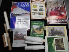 A small collection of posters and calendars relating to advertising, transport and similar.