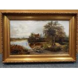 Edward Faraday (British 19th C) - an oil on canvas depicting a scene on the River Dee at
