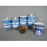 Four T G Green Cornish Ware storage jars comprising tea,