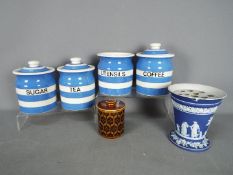 Four T G Green Cornish Ware storage jars comprising tea,