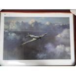 Roy Cross - a print by Roy Cross entitled Flight of Freedom framed under glass,