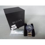 A gentleman's Bulova ceramic faced chronograph wristwatch