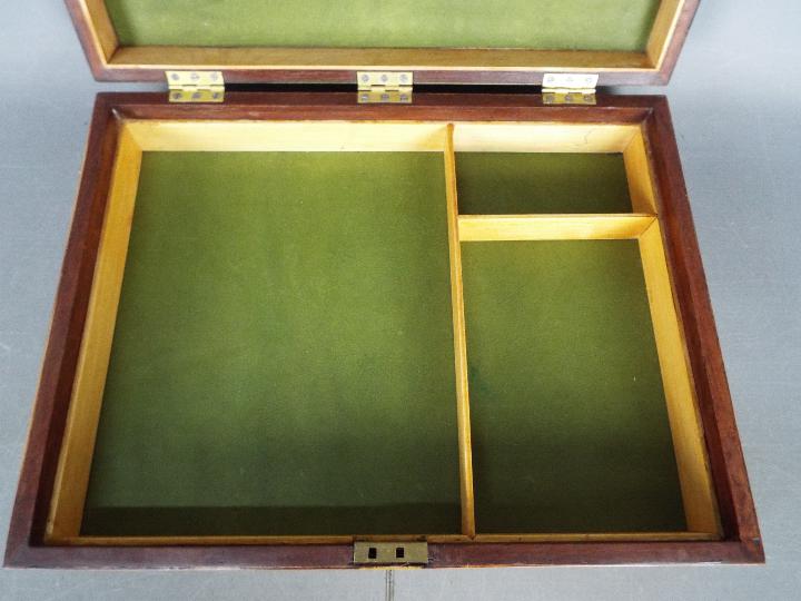 A good quality inlaid wooden box with sectional interior and key, - Image 2 of 3