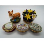 Five Halcyon Days enamel boxes comprising Pembroke Welsh Corgi,