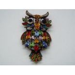 Butler & Wilson - a Butler & Wilson multicoloured stone set brooch in the form of an owl,