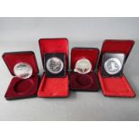 Four silver 1 dollar Canada coins comprising 1977, 1978, 1982 and 1995, all cased.