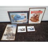 A collection of pictures and prints of military interest including Burtonwood Airbase commemorative,