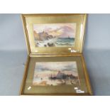 Two late 19th or early 20th century watercolours, by the same hand, depicting coastal landscapes,