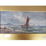 Thomas Mortimer, watercolour, coastal seascape with fishing boats, signed lower right,