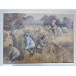 Walter Hayward Young, watercolour, depicting four young boys playing in a field, signed lower left,