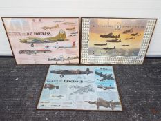 Three large aviation related prints to include Plaistow Pictorial Fact Sheets # three and # two