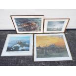 Four aviation related prints comprising a limited edition print after Terence Cuneo 'The Last